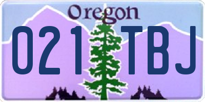 OR license plate 021TBJ