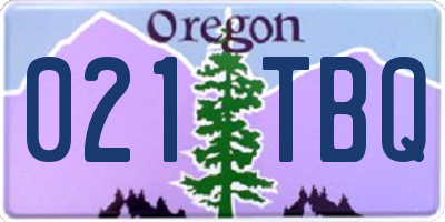OR license plate 021TBQ