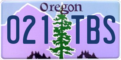 OR license plate 021TBS