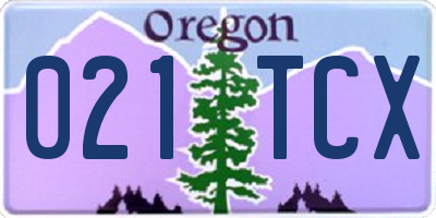 OR license plate 021TCX