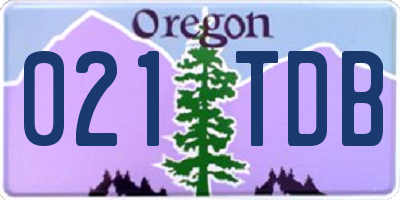 OR license plate 021TDB