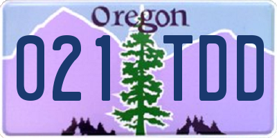 OR license plate 021TDD