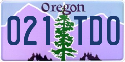 OR license plate 021TDO