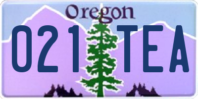 OR license plate 021TEA