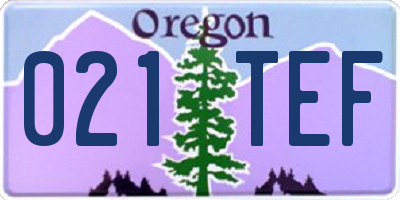 OR license plate 021TEF