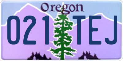 OR license plate 021TEJ