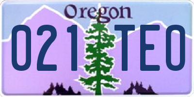 OR license plate 021TEO