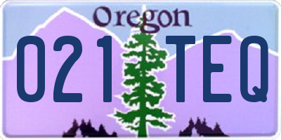 OR license plate 021TEQ