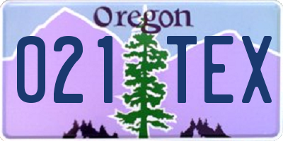OR license plate 021TEX