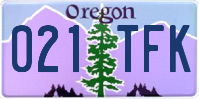 OR license plate 021TFK
