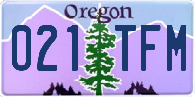 OR license plate 021TFM