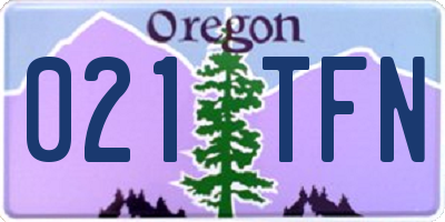 OR license plate 021TFN