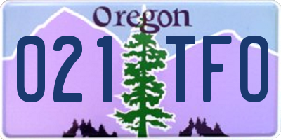 OR license plate 021TFO