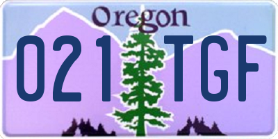 OR license plate 021TGF