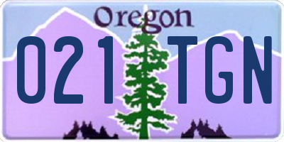OR license plate 021TGN