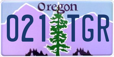 OR license plate 021TGR