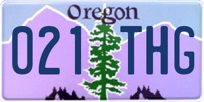 OR license plate 021THG