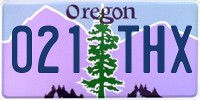 OR license plate 021THX