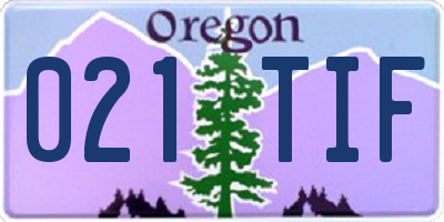OR license plate 021TIF