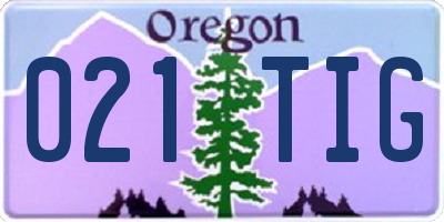 OR license plate 021TIG