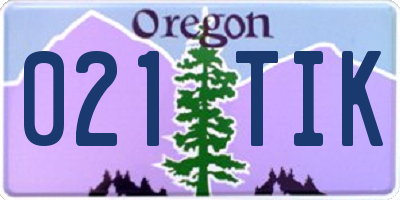 OR license plate 021TIK