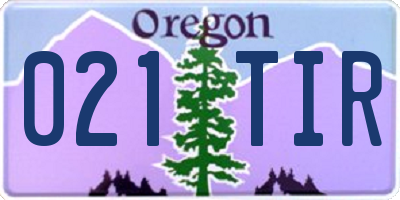 OR license plate 021TIR