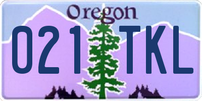 OR license plate 021TKL