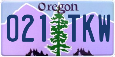 OR license plate 021TKW