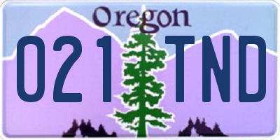 OR license plate 021TND