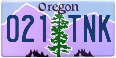 OR license plate 021TNK