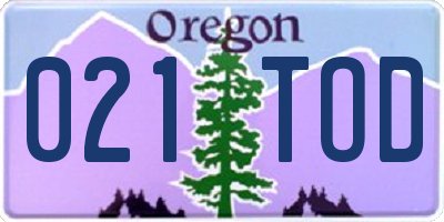 OR license plate 021TOD