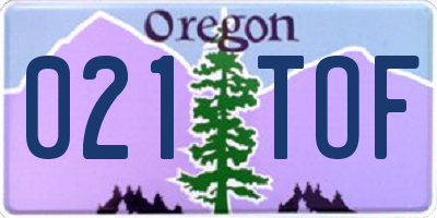 OR license plate 021TOF