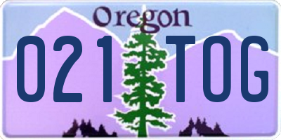 OR license plate 021TOG