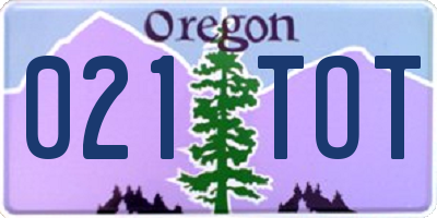 OR license plate 021TOT