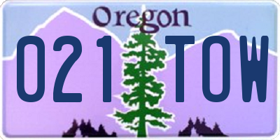 OR license plate 021TOW