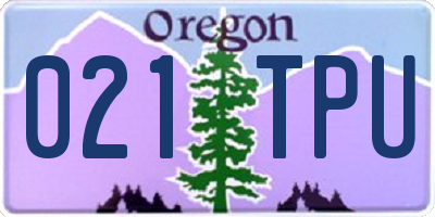 OR license plate 021TPU
