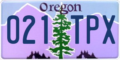 OR license plate 021TPX