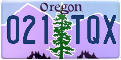 OR license plate 021TQX