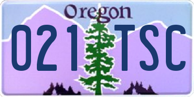 OR license plate 021TSC