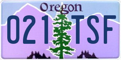 OR license plate 021TSF