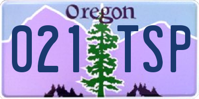 OR license plate 021TSP