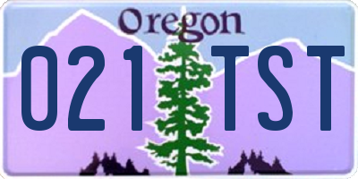 OR license plate 021TST