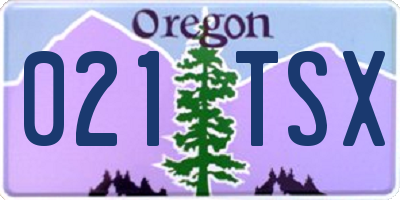 OR license plate 021TSX