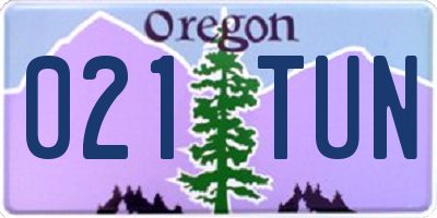 OR license plate 021TUN