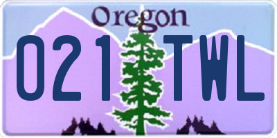 OR license plate 021TWL