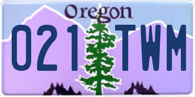 OR license plate 021TWM