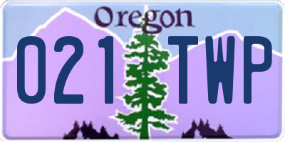 OR license plate 021TWP