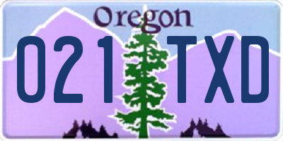 OR license plate 021TXD