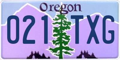 OR license plate 021TXG