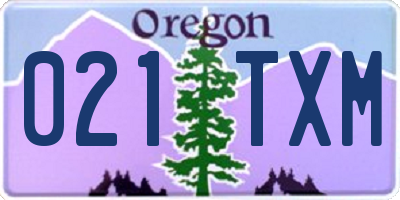 OR license plate 021TXM